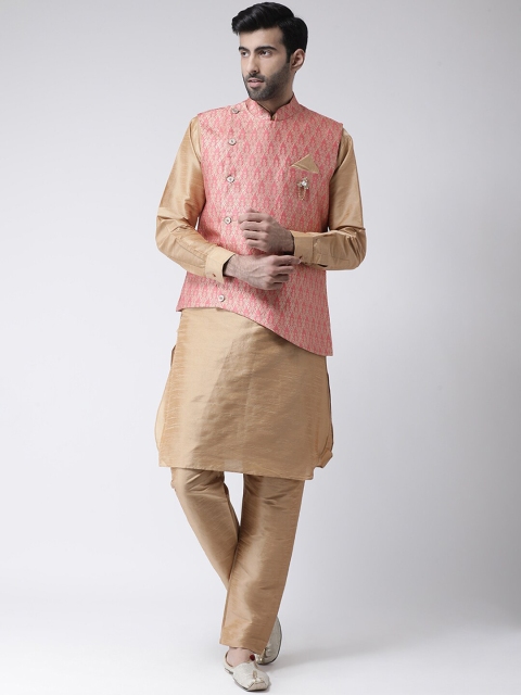 SG LEMAN Men Pink Solid Kurta with Pyjamas