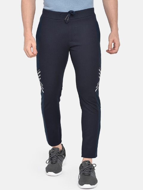 

beevee Men Navy Blue Solid Straight-Fit Track Pants