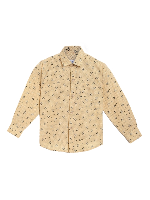 

Kidling Boys Beige & Black Regular Fit Printed Casual Shirt
