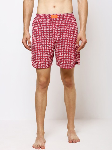 

Bareblow Men Red & White Flowers Printed Boxers BBBX128M