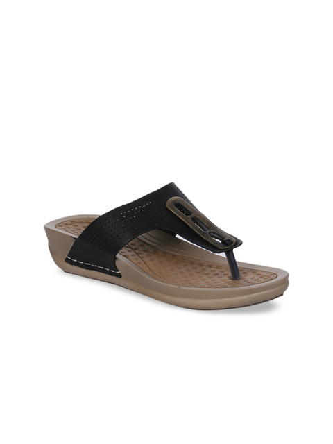 

Liberty Women Black & Beige Solid Sandals