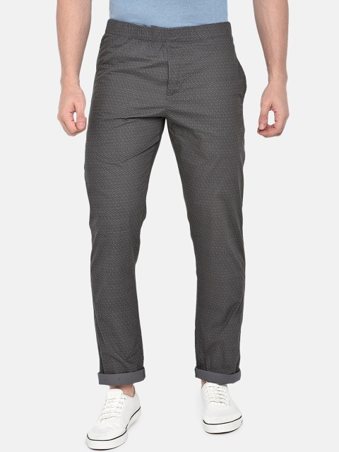 

beevee Men Grey Printed Straight-Fit Track Pants
