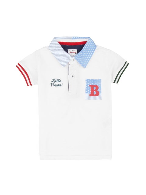 

Donuts Boys White Printed Polo Collar T-shirt
