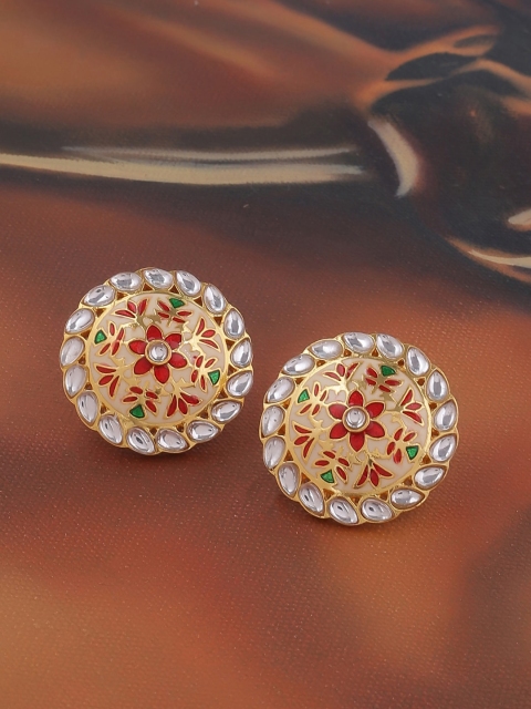 

Studio Voylla Gold-Plated & White Circular Studs