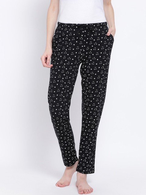 

Kanvin Women Black & White Printed Lounge Pants PJ1120