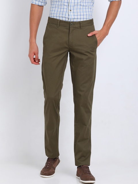 

t-base Men Olive Green Tapered Fit Solid Chinos