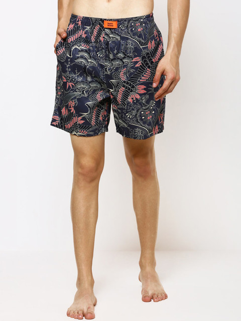 

Bareblow Men Navy Blue & White Printed Boxers BBBX131M