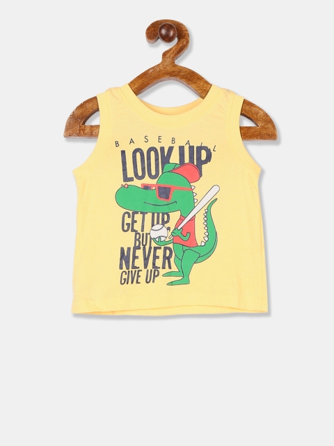 

Donuts Boys Yellow & Green Printed Round Neck T-shirt