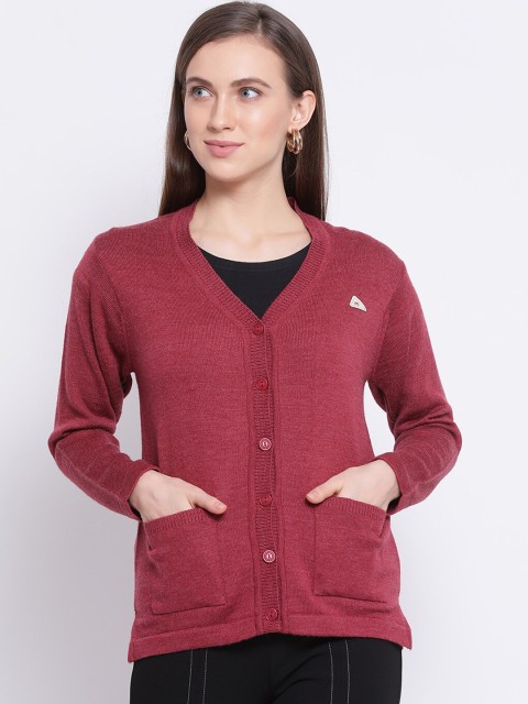 

Monte Carlo Women Maroon Solid Cardigan Sweater