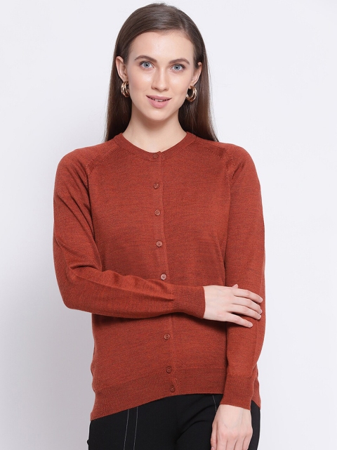

Monte Carlo Women Rust Brown Solid Cardigan Sweater