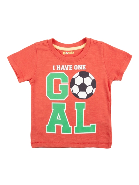 

Donuts Boys Orange & Green Printed Round Neck T-shirt