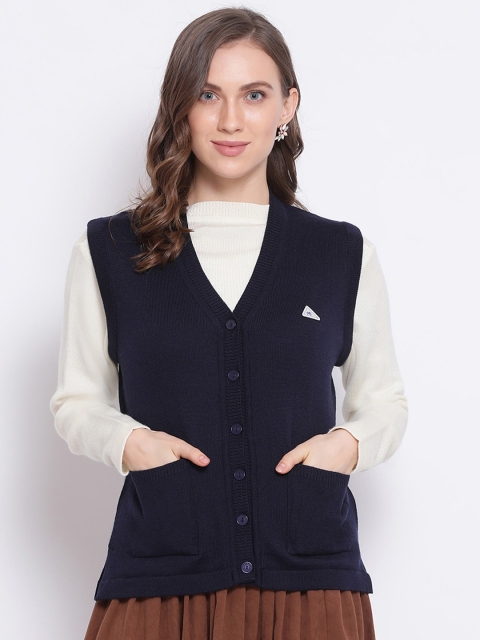 

Monte Carlo Women Navy Blue Solid Cardigan Sweater