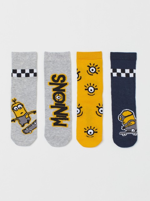 

H&M Boys 4-Pack Patterned Socks, Yellow