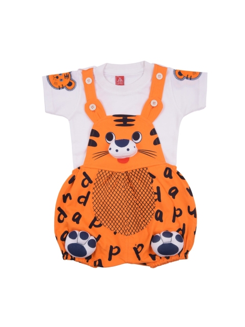 

Jb Club Infant Boys Orange & White Printed T-shirt with Dungarees Set