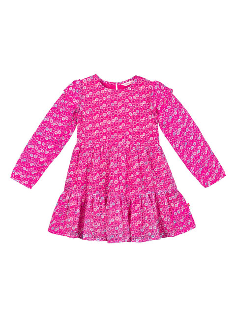 

Budding Bees Girls Pink & Blue Floral Printed A-Line Dress