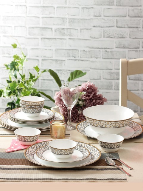 

Laopala Moraccan Gold 33 Pieces Dinner Set, White