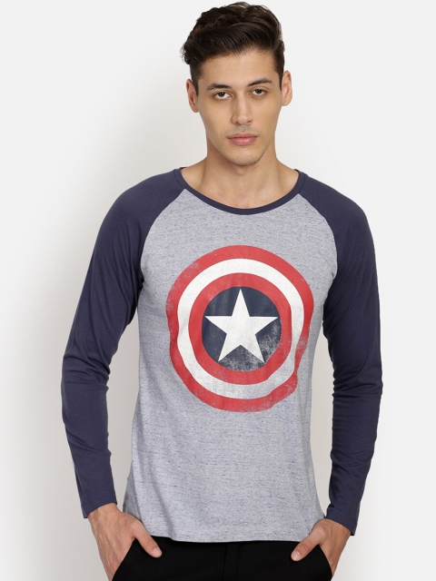 Free Authority Men Blue Avengers Printed Round Neck T-shirt