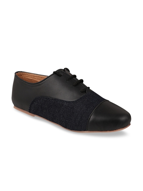 

Shoetopia Women Black Woven Design Oxfords