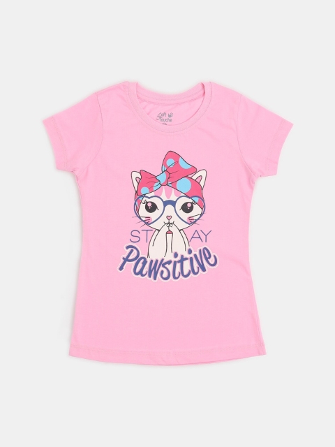

Soft Touche Girls Pink Printed Top