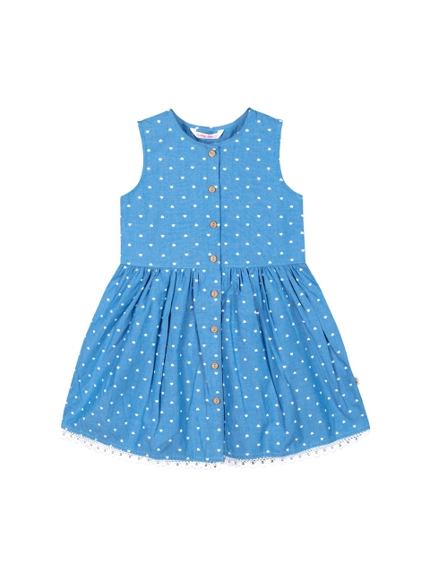 

Budding Bees Girls Blue Printed Fit and Flare Dress