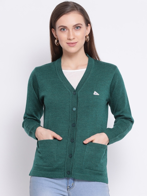 

Monte Carlo Women Green Solid Cardigan Sweater
