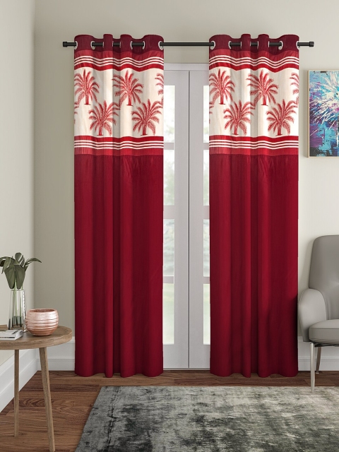 

VRINDA Maroon & Cream-Coloured Set of 2 Printed Door Curtains