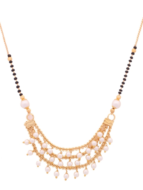 

Shoshaa Gold-Plated Black & White Pearl Embellished Mangalsutra
