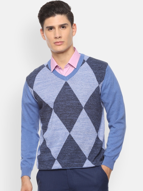 

Van Heusen Sport Men Blue Self Design Pure Woolen Pullover Sweater