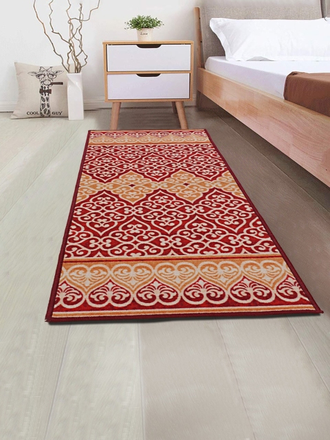 

RUGSMITH Red & White Floral Printed Premium Qualty Anti-Skid Floor Runner