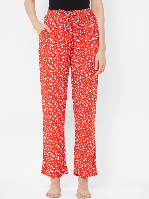 

Mystere Paris Women Red & White Chic Floral Print Pyjamas