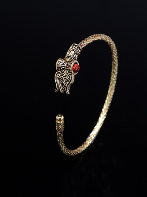 

PANASH Men Gold-Plated & Brown Cuff Bracelet