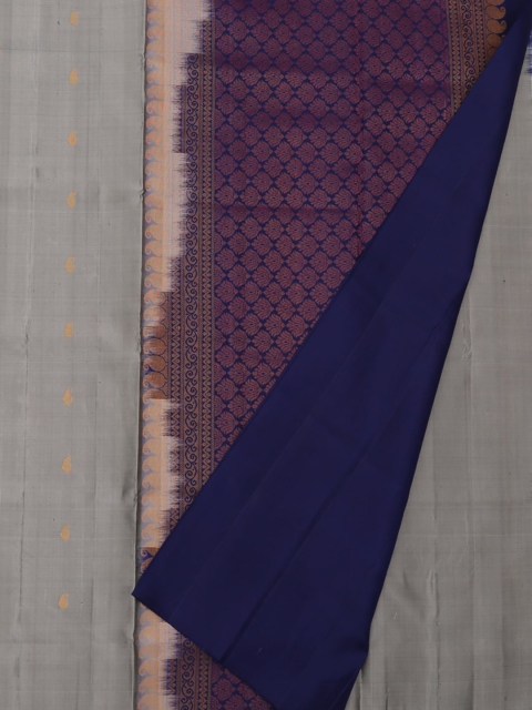 

Pothys Grey & Navy Blue Pure Silk Printed Saree
