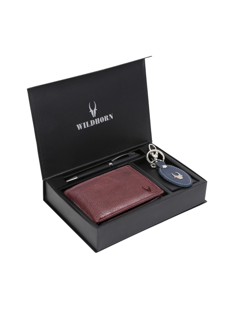 

WildHorn Men Brown & Blue RFID Protected Genuine Leather Accessory Gift Set