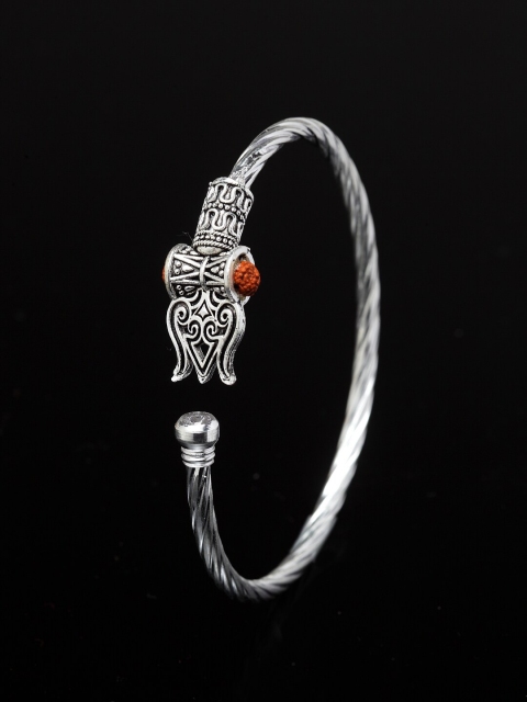 

PANASH Men Silver-Plated Metal Silver-Plated Handcrafted Cuff Bracelet