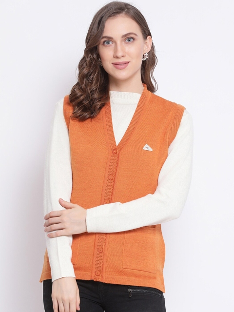 

Monte Carlo Women Orange Solid Cardigan Sweater