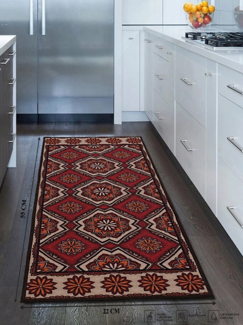 

RUGSMITH Red & Orange Printed Premium Qualty Anti-Skid Floor Runner