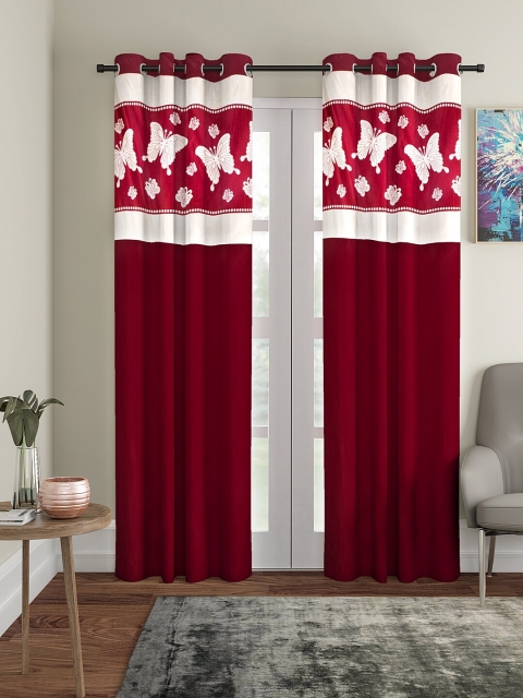 

VRINDA Maroon & Cream-Coloured Set of 2 Printed Door Curtains