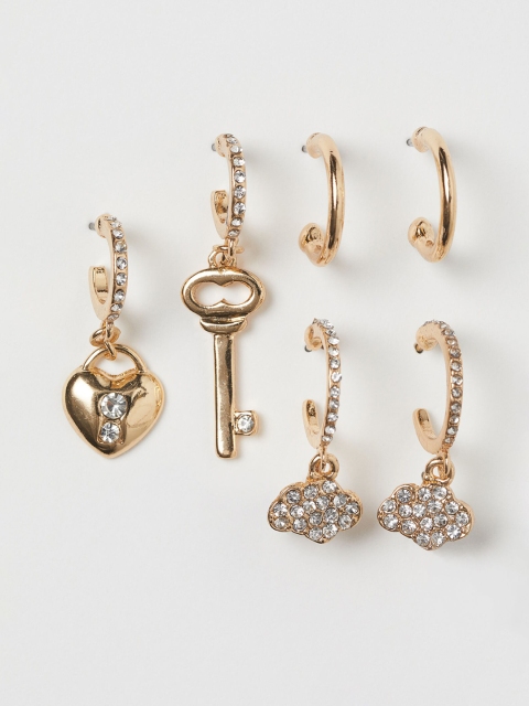

H&M Women Gold 3 Pairs Earrings