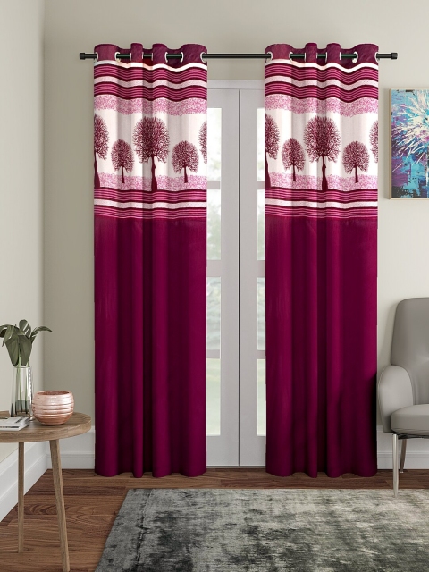 

VRINDA Purple & Cream-Coloured Set of 2 Printed Door Curtains