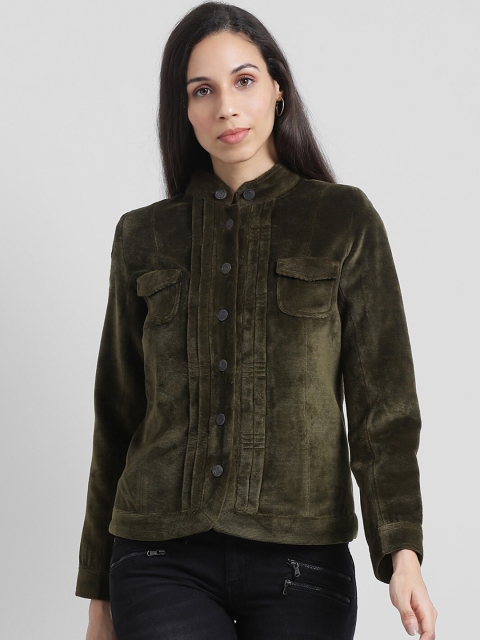 

Zink London Women Olive Green Solid Tailored Jacket