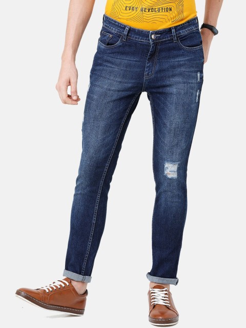 

CINOCCI Men Blue Slim Fit Mid-Rise Mildly Distressed Jeans