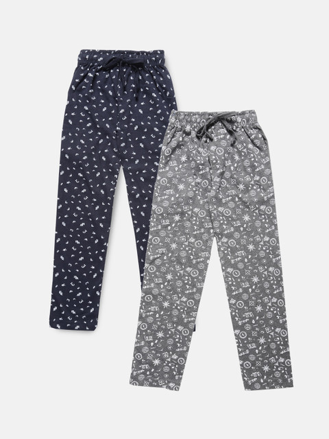 

Urban Dog Boys Pack Of 2 Grey & Navy Blue Printed Pyjamas