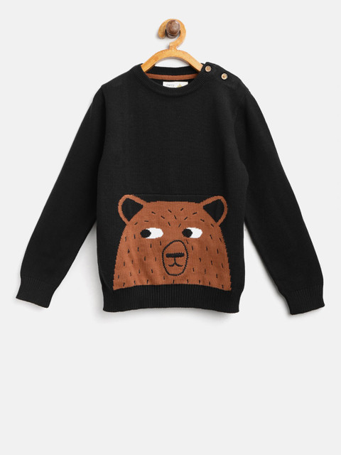 

Cherry Crumble Kids Black & Brown Self Design Pullover Sweater