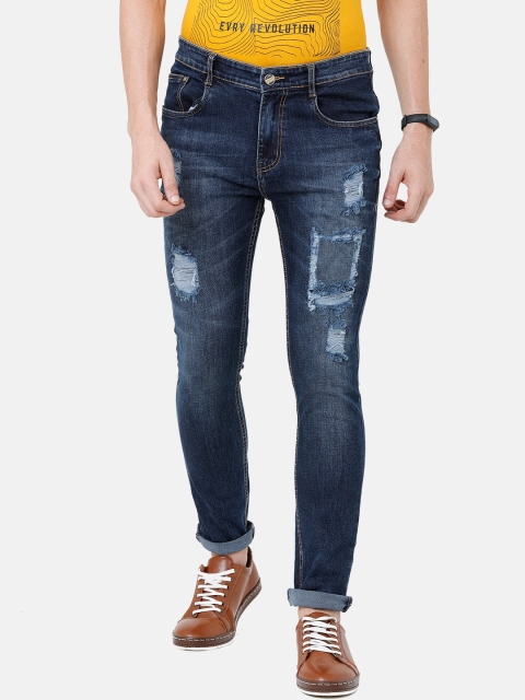 

CINOCCI Men Blue Slim Fit Mid-Rise Mildly Distressed Jeans