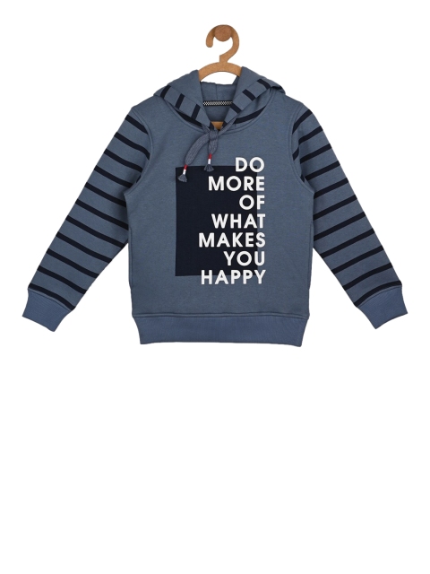 

Stupid Cupid Boys Charcoal Grey & White Printed Hooded Pullover Sweatshirt
