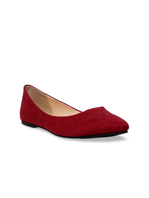 

Woomenia Women Maroon Solid Suede Ballerinas