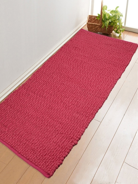 

Saral Home Pink Solid Basketweave Floor Runner