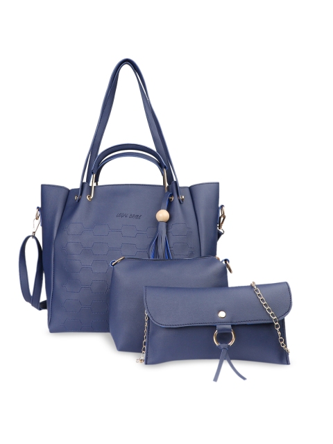

LEGAL BRIBE Blue Textured Shoulder Bag With Pouch
