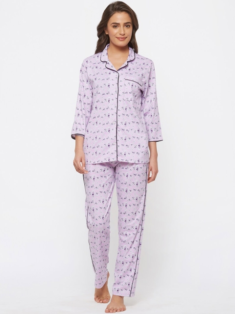 

Mystere Paris Women Purple Printed Night suit