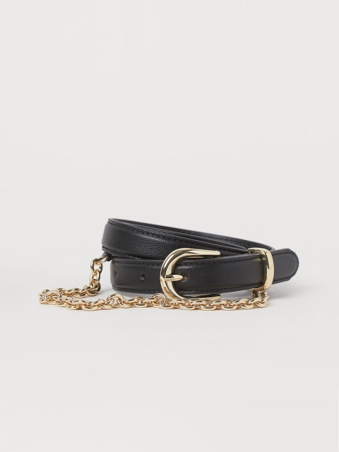 

H&M Women Black Chain Detail Waist Belt